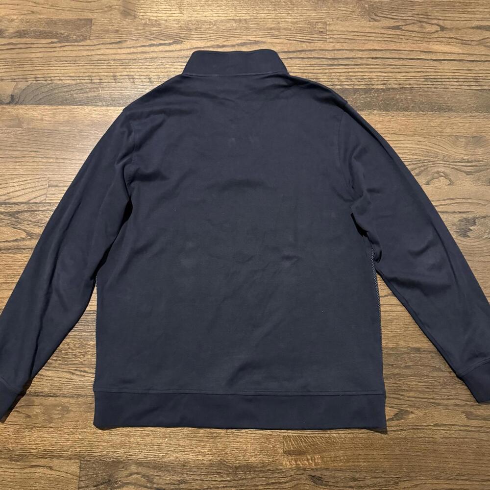 NWOT Ted Baker Blue Geometric Textured Quarter Zip Sweater Size XL - Picture 3 of 5